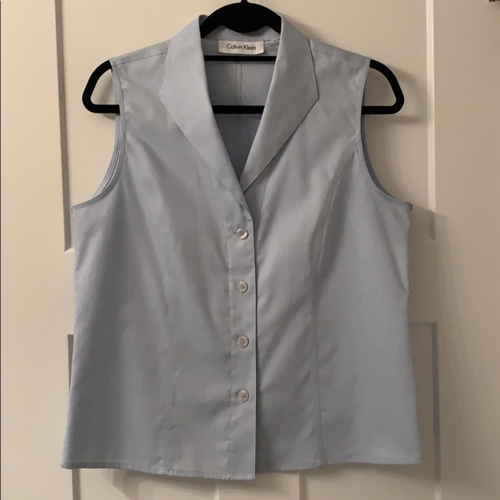 Calvin Klein Women's Sleeveless Button Down Shirt